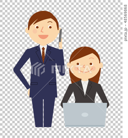 工作男性和女性個人計算機業務上部插圖 48569868
