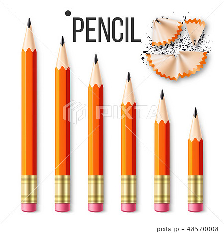 Pencil Stationery Set Vector. Yellow Classic Wooden. Realistic Isolated Illustration Pencil Stationery Set Vector. Yellow Classic Wooden. Realistic Isolated Illustration 48570008
