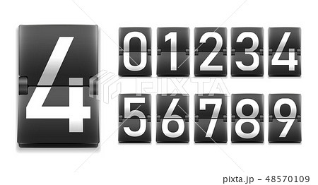 Set of numbers, digits in mechanical scoreboard style 48570109