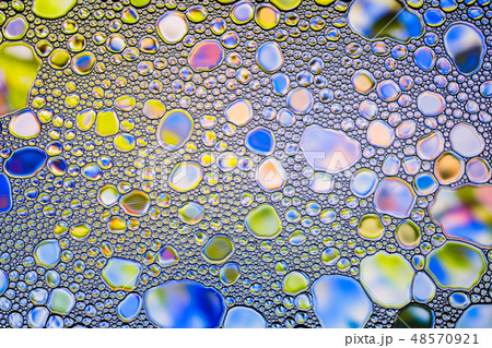 Multicolor water oil bubble abstract background. 48570921