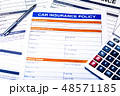 Car Insurance Policy. Documents, Pen and Calculator on Table 48571185