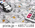 Car Insurance Policy. Coins, Car and Calculator on Table 48571188