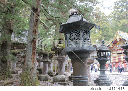 japanese stone lanterns in Nikko japanese stone lanterns in Nikko 48571433