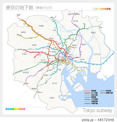 東京の地下鉄マップ・Tokyo subway（単色バック） 48572048