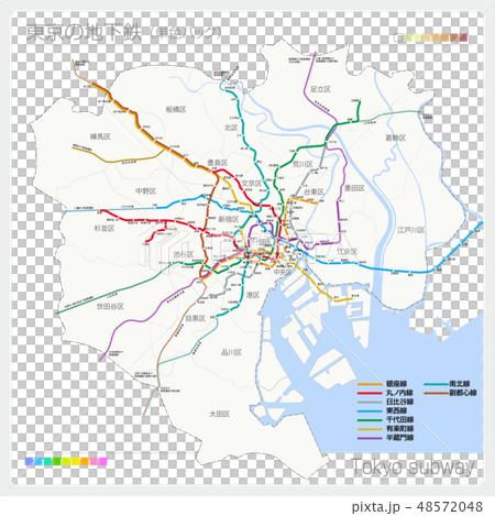 東京の地下鉄マップ・Tokyo subway（単色バック） 48572048