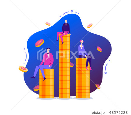 Vector business illustration, stylized characters. Concept of financial success. Businessmen and Vector business illustration, stylized characters. Concept of financial success. Businessmen and 48572228