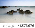 Beautiful rocky sea beach at the sunset 48573676