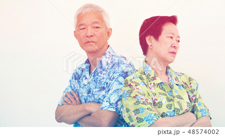 Asian senior couple fighting Relationship problem Asian senior couple fighting Relationship problem 48574002