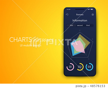 Mobile phone application for analytics. stock vector 48576153