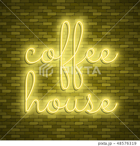 Neon light lettering, Stock vector. Color design 48576319