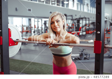 girl standing in the gym girl standing in the gym 48577289