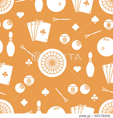 Sports pattern. Darts, billiards, bowling, cards. 48578006