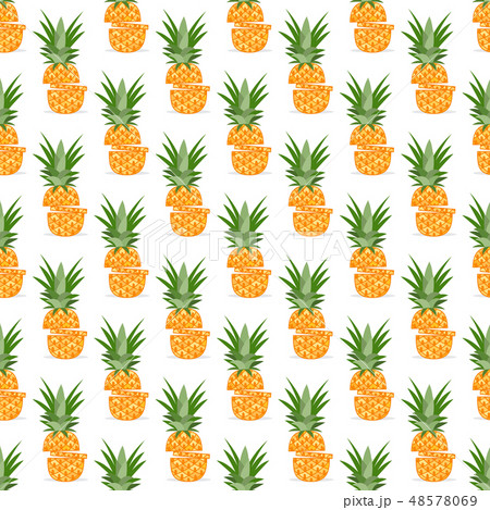 Vector Seamless Pattern With Pineapples Slices Pixta