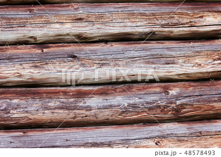 Structure of a wall from wooden logs. 48578493