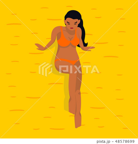 Young woman resting on the sea beach 48578699