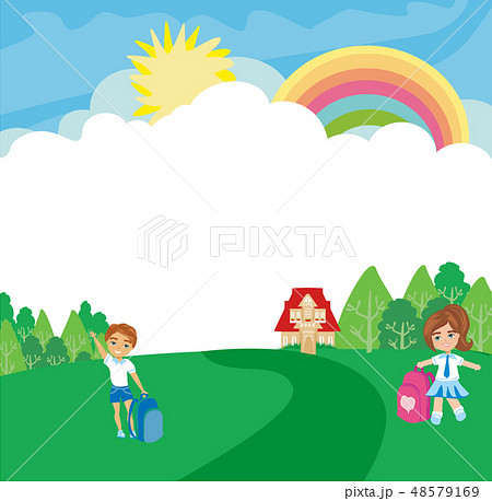 Happy kids go to school - frame Happy kids go to school - frame 48579169
