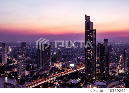 bangkok cityscape midnight view 48579265