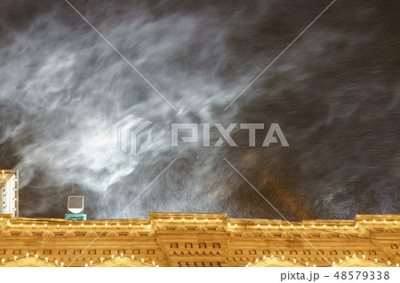 Bright illuminated facade of Moscow building Bright illuminated facade of Moscow building 48579338