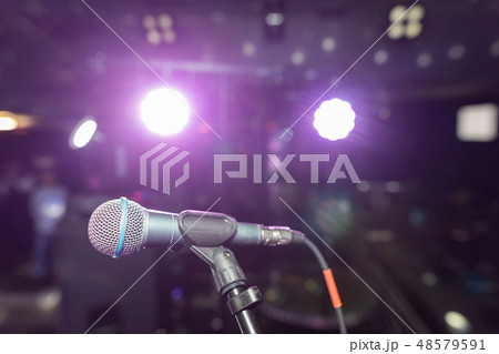 Microphone closeup on the disco club 48579591