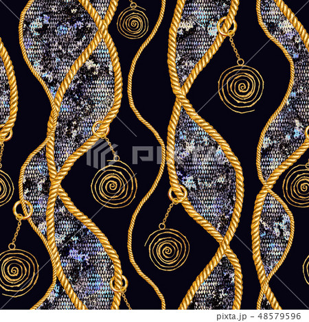 Golden chain glamour snakeskin seamless pattern 48579596