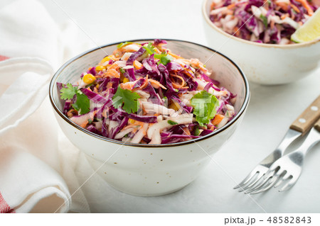Classic coleslaw salad. 48582843