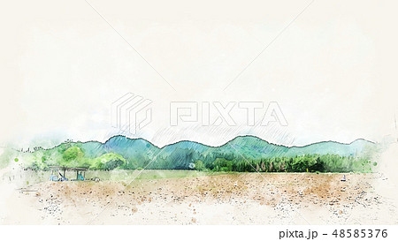 mountain range on watercolor illustration painting 48585376