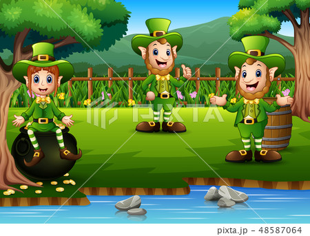 Cartoon leprechaun in the park Cartoon leprechaun in the park 48587064