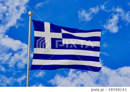 はためくギリシャの国旗 はためくギリシャの国旗 48588141