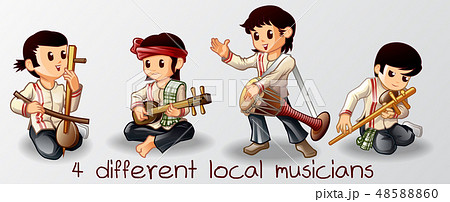 4 musician Thai cartoon characters. 48588860