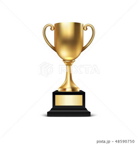 Realistic Vector 3d Blank Golden Champion Cup Icon Closeup Isolated on White Background. Design 48590750