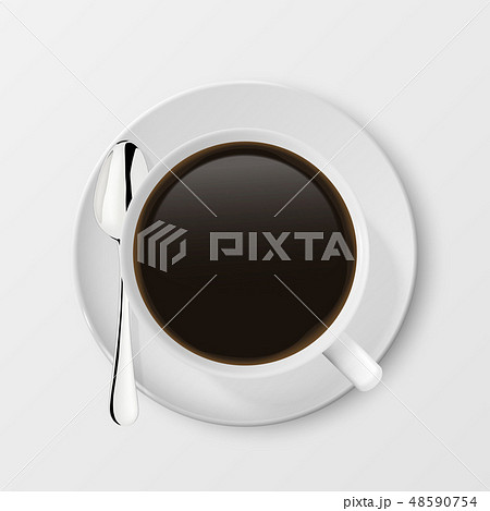 Realistic Vector 3d Glossy Blank White Coffee Cup or Mug with Americano, Espresso and Tea or Coffee Realistic Vector 3d Glossy Blank White Coffee Cup or Mug with Americano, Espresso and Tea or Coffee 48590754