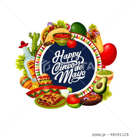 Cinco de Mayo party sombrero, cactus, Mexican food Cinco de Mayo party sombrero, cactus, Mexican food 48591128