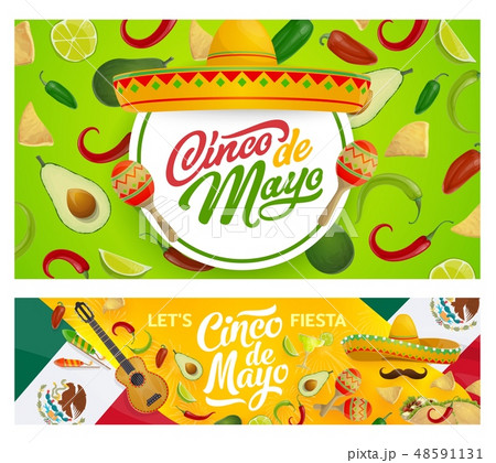 Mexican sombrero, maracas and Cinco de Mayo food Mexican sombrero, maracas and Cinco de Mayo food 48591131