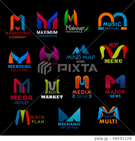 Letter M icons signs business creative font vector Letter M icons signs business creative font vector 48591228