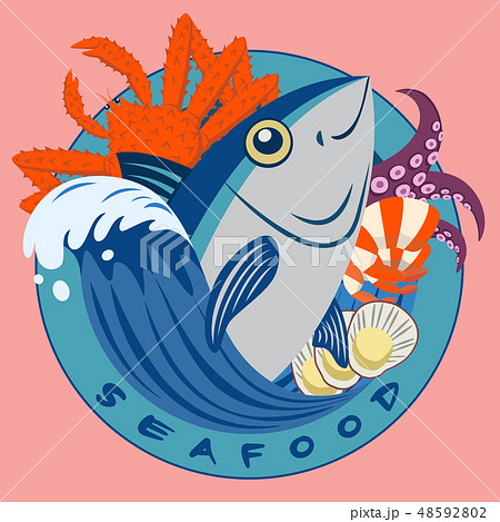 Seafood and Tuna circle logo 48592802