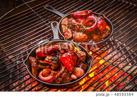 アウトドアでバーベキュー Barbecue party outdoors 48593564