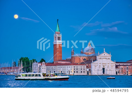 San Giorgio Maggiore Church with full moon. Venice, Italy San Giorgio Maggiore Church with full moon. Venice, Italy 48594795