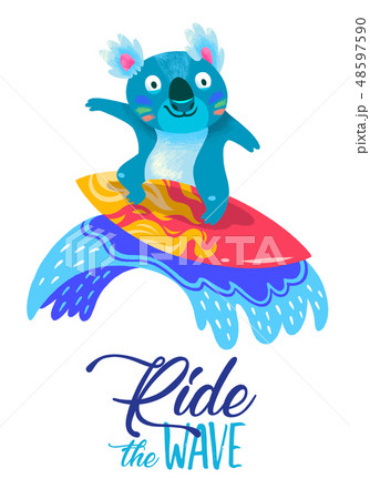 Surfing print design with hand drawn koala surfer Surfing print design with hand drawn koala surfer 48597590