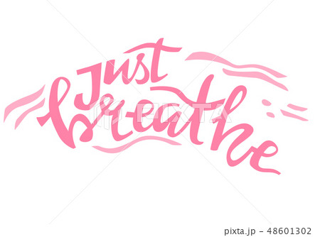 Yoga vector lettering. Just breath. Flat minimalist style. 48601302