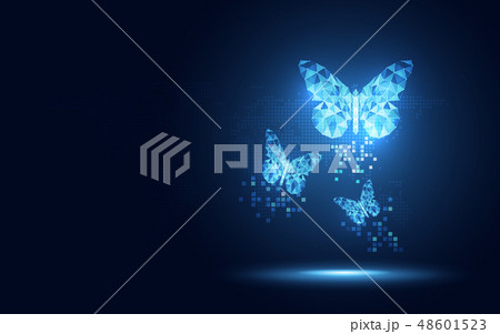 Futuristic blue lowpoly Butterfly abstract 48601523