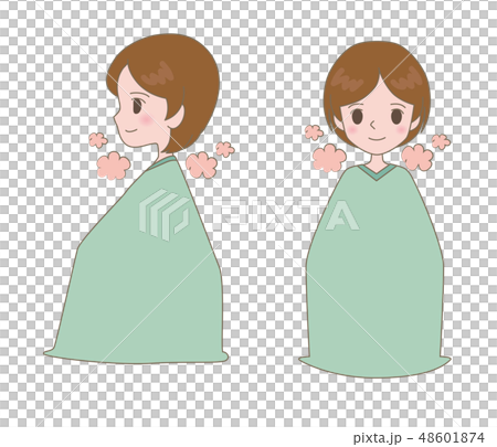 婦女通入蒸汽的婦女的例證 48601874