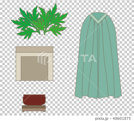 よもぎ蒸しで使うアイテムのイラスト 48601875