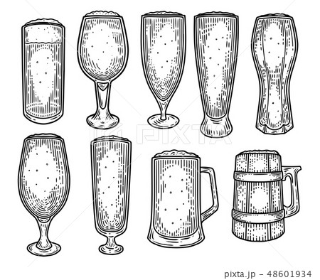 Sketch of beer mug or jug, cup or goblet, tankard Sketch of beer mug or jug, cup or goblet, tankard 48601934