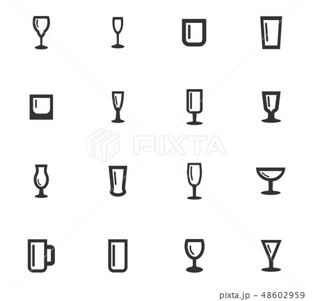 Glasses and cups icons set Glasses and cups icons set 48602959