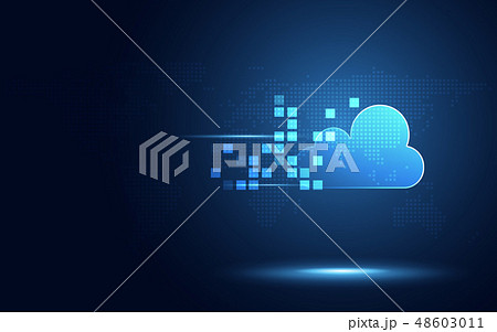Futuristic blue cloud with pixel digital Futuristic blue cloud with pixel digital 48603011