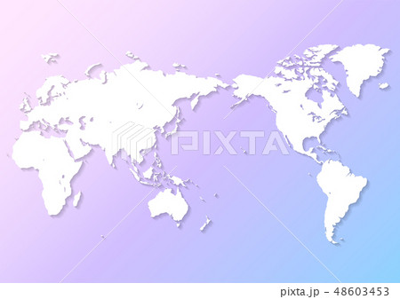 淡いピンクと青色の背景グラデーションと白い世界地図のイラスト素材