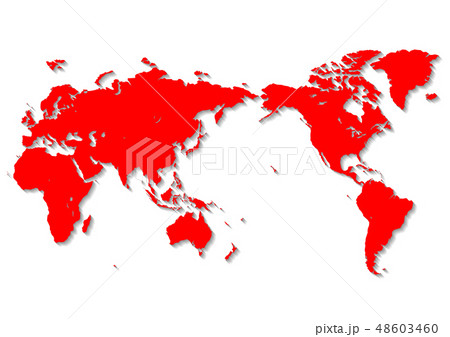 白色の背景と赤い世界地図のイラスト素材