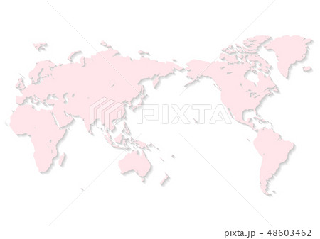 白色の背景とピンク色の世界地図のイラスト素材