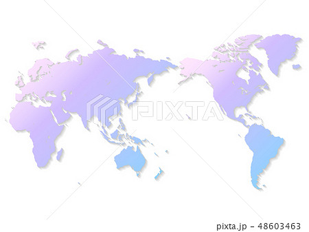 白色の背景と薄いピンクと青色の世界地図 48603463