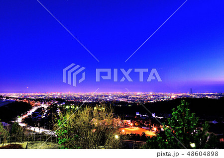 宝塚の高台、阪急山手台北公園から見た大阪平野と伊丹空港の夜景 48604898